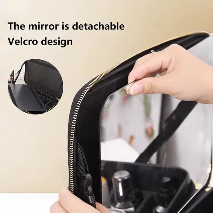 Sac de maquillage de voyage imperméable pour femmes avec miroir