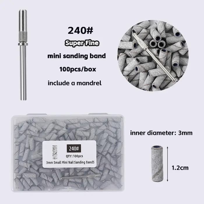 50/100 pièces 3mm petites bandes de ponçage des ongles ensemble pour forage