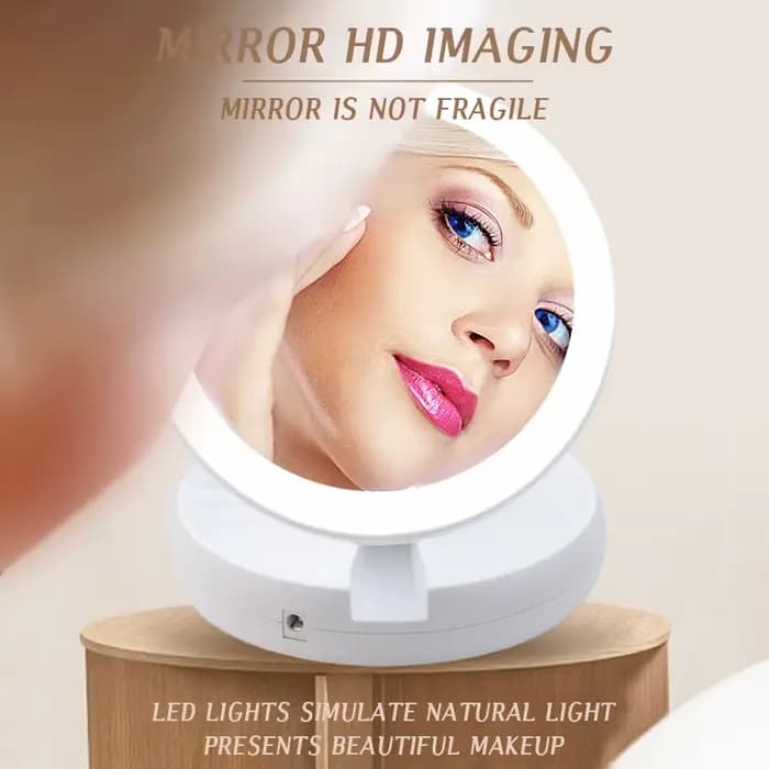 Miroir de maquillage LED à double alimentation (pile sèche/USB)