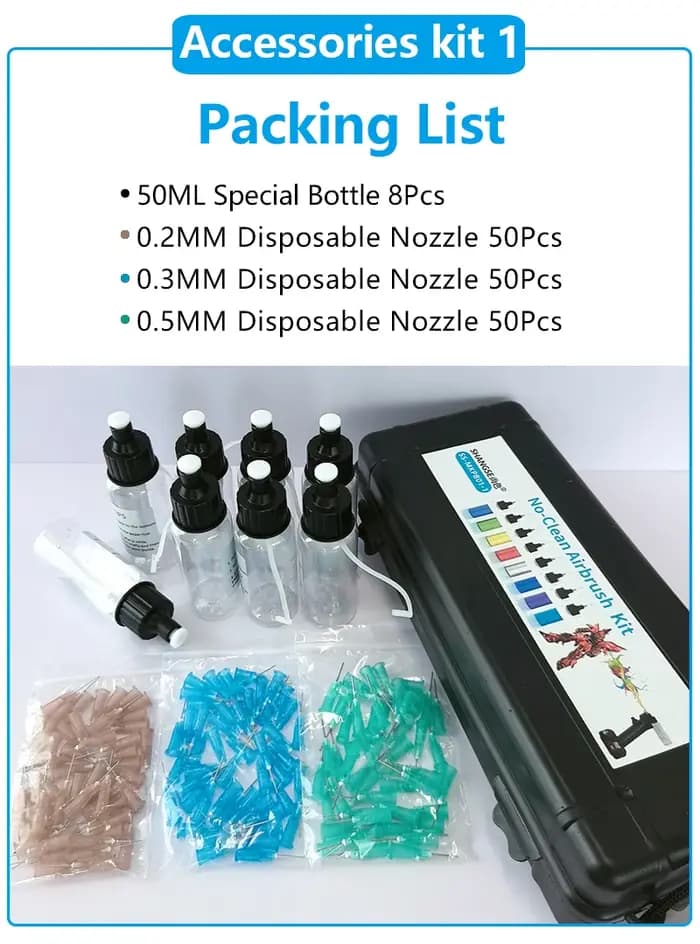 SHANGSE – Kit d'accessoires avec bouteille spéciale de 50ml et buse jetable de 0.2mm/0.3mm/0.5mm/0.8mm