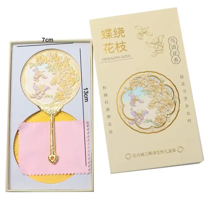 Miroir en métal de Style chinois Vintage, pivoine, fleur délicate, outils cosmétiques, miroir de maq