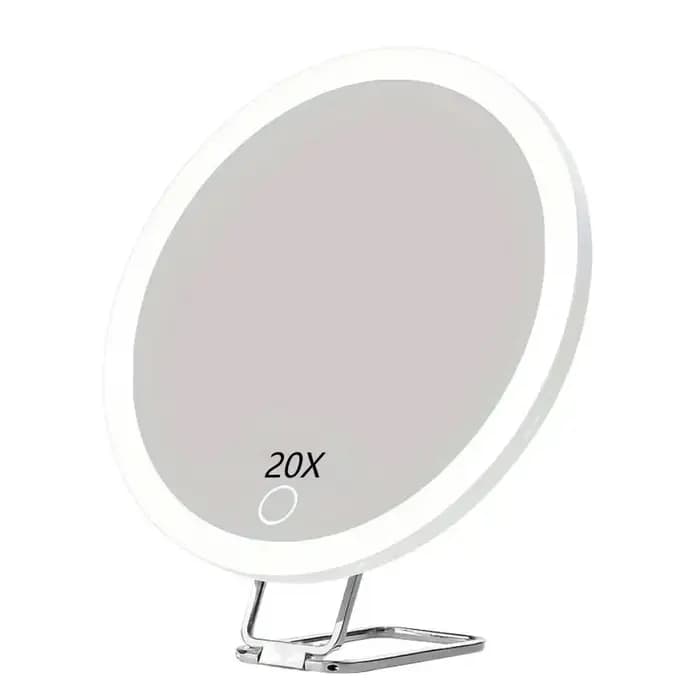 Miroir grossissant 10/20/30X avec pincettes à lumière LED