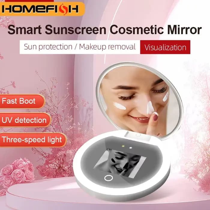 Miroir de maquillage portable intelligent avec lumière LED