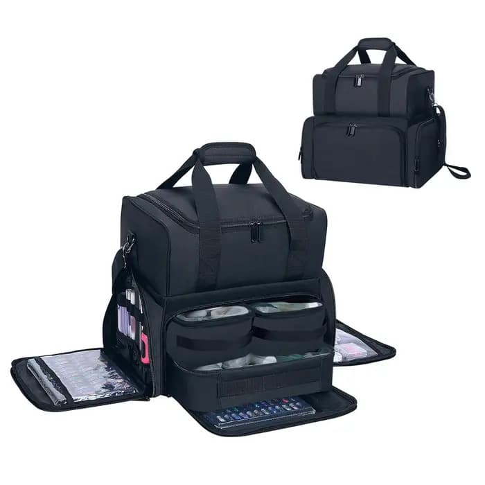 UOZL Trousse de maquillage double couche de grande capacité avec 3 pochettes amovibles et 2 compartiments