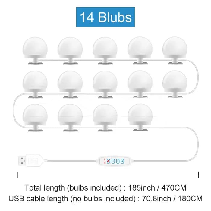 Miroir de maquillage ampoule LED lumières de vanité USB 12V salle de bain coiffeuse éclairage Dimmable LED vanité lumière pour miroir lumière