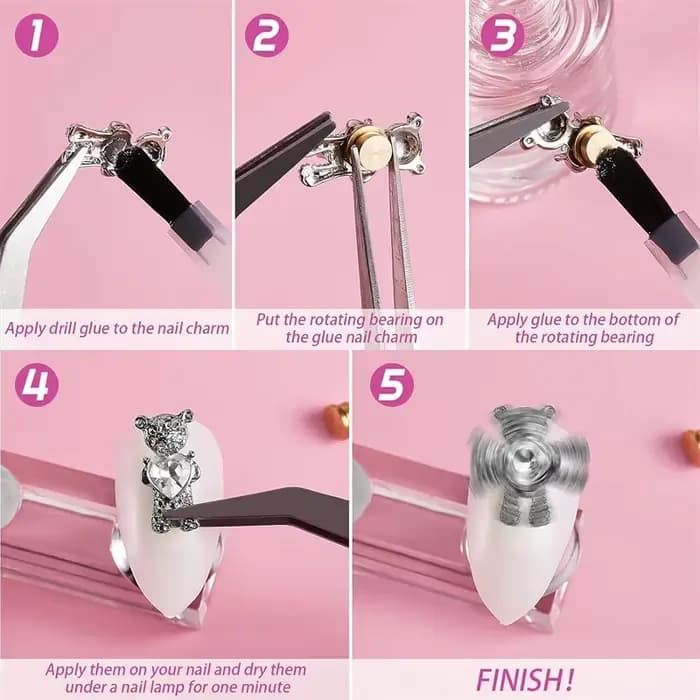 30/20/5 pièces manucure rotatif bijoux accessoires dessin animé rotatif universel roulement rotatif