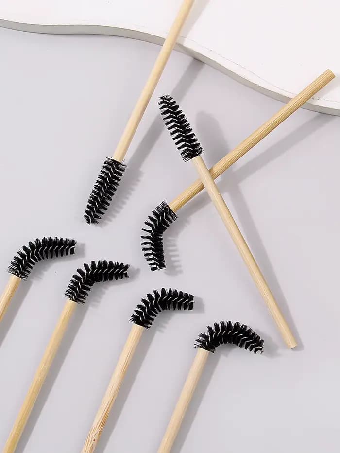 Brosse à cils avec manche en bambou, brosse de maquillage, Extension de cils, baguettes de Mascara,
