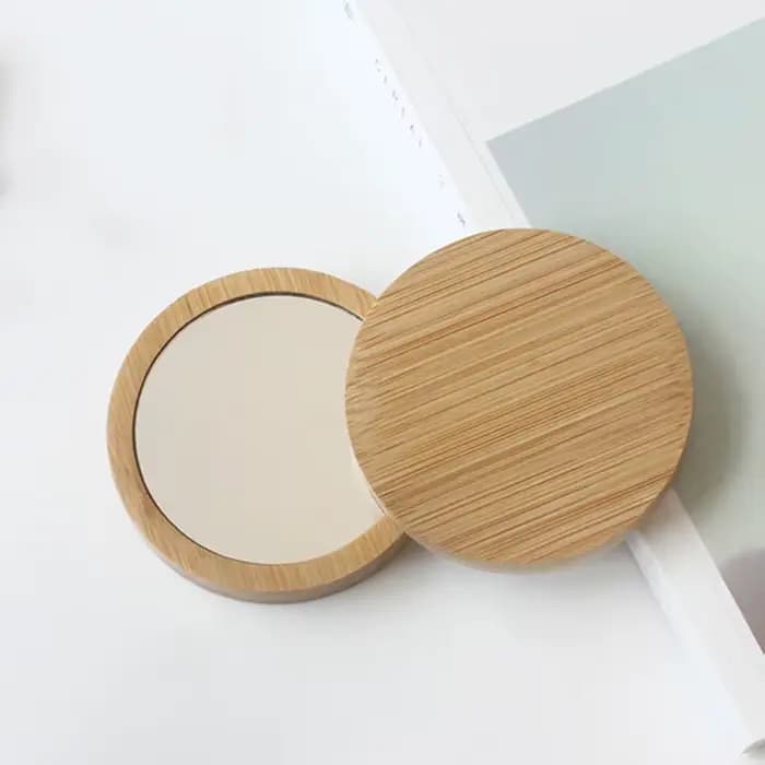 Mini miroir de maquillage en bois