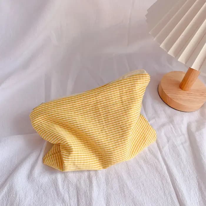 Nouvelles femmes sac de maquillage à carreaux grande capacité coton pochette à glissière sac à main