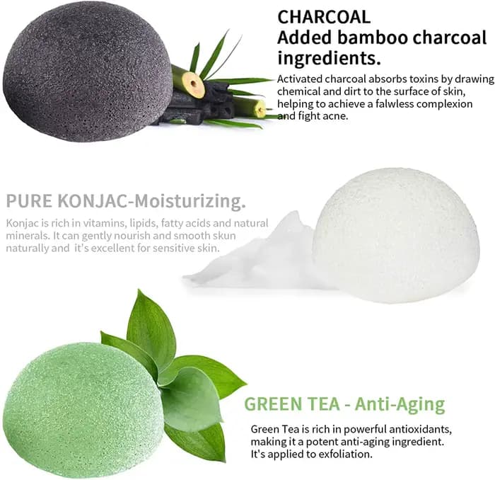Éponge Konjac de nettoyage pour exfoliant le visage