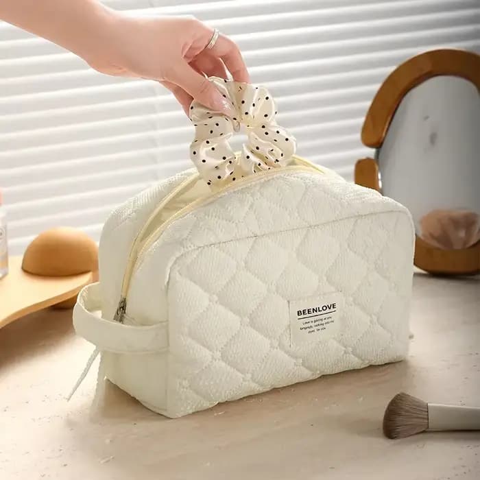 Trousse de Maquillage Matelassurera en Coton pour Femme