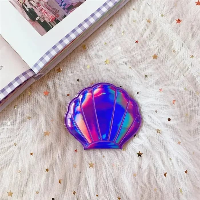 Rêve Laser couleur coquille forme miroir de maquillage 2X grossissant Portable Double face pliant poche Kawaii
