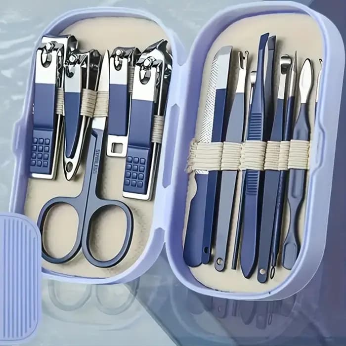 Kit de soin des ongles portable en acier inoxydable 14 en 1