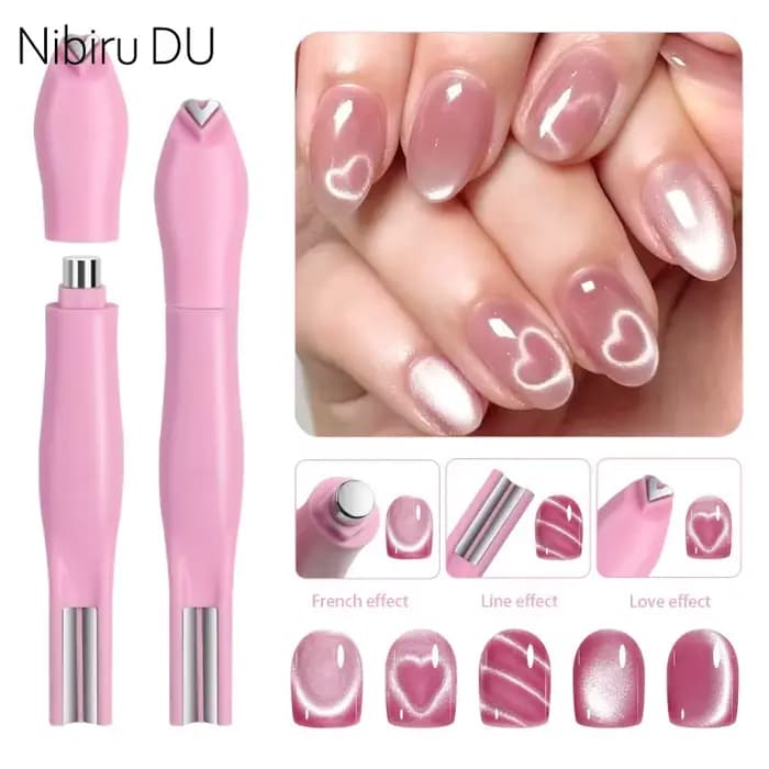 Bâton magnétique pour ongles œil de chat 3 en 1, motif serpent, cœur d'amour, œil de chat français,