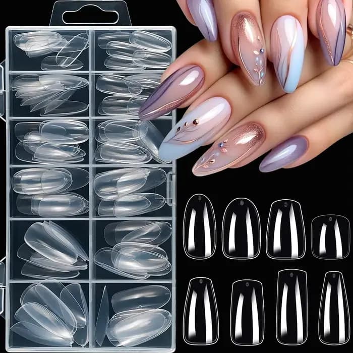 Ongles à pression en Gel souple et transparent, 8 styles, courts et longs, carrés/ovale/café, 12 tai