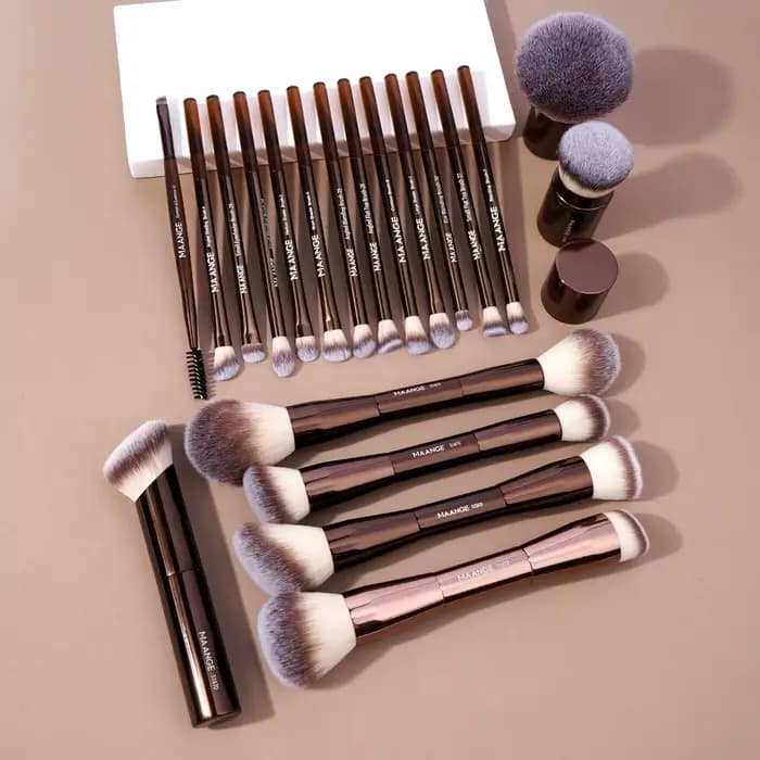 MAANGE 20 pièces/ensemble pinceaux de maquillage professionnels Double extrémité fond de teint corre