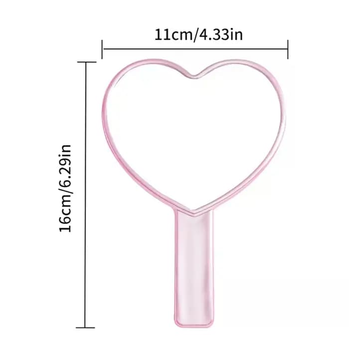 1 pièce Miroir de maquillage portable en forme de cœur avec poignée pour femme