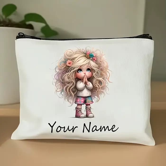 1 pièce Trousse de maquillage personnalisable à motif de dessin animé - Pochette de toilette durable à impression