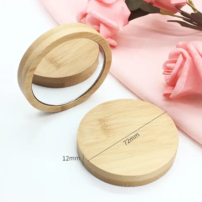 Mini miroir de maquillage en bois