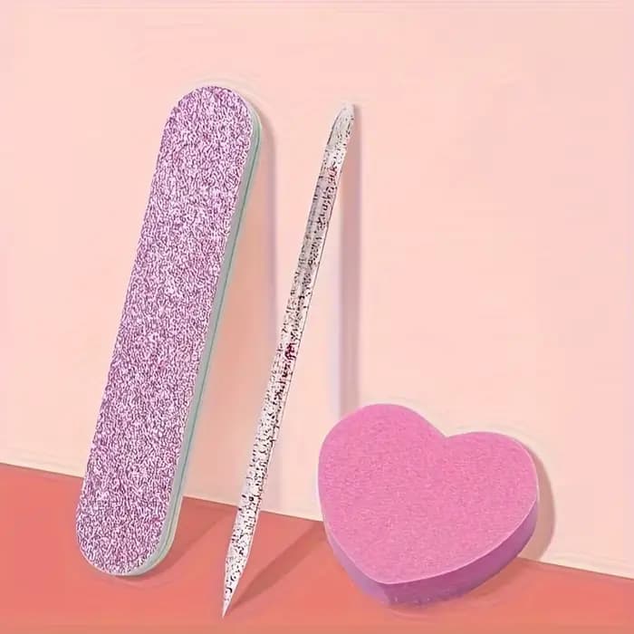 Ensemble de 12 pièces de kit de soin des ongles à paillettes roses