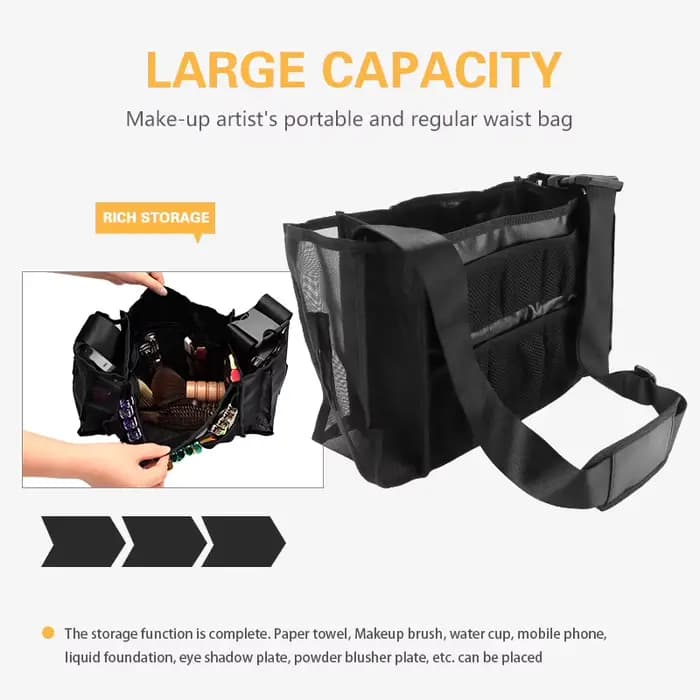 Sac de maquillage portable avec grille transparente, porte-pinceau de maquillage transparent, outil