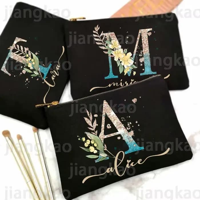 Trousse de maquillage personnalisée avec nom initial