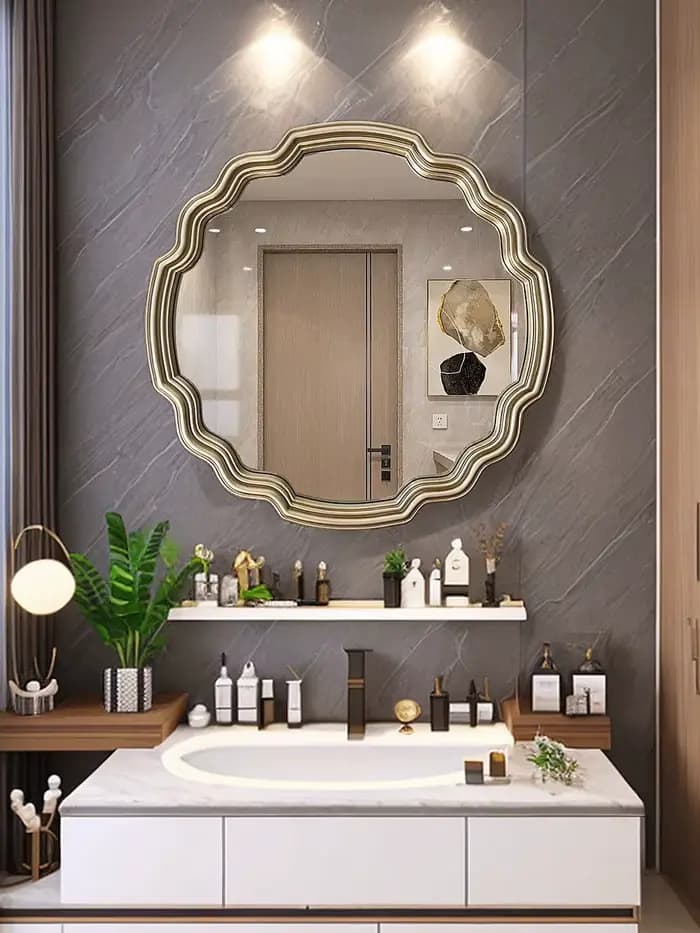 Miroir d'accent irrégulier de luxe de Style chinois, miroir de beauté pour Restaurant, salon, salle