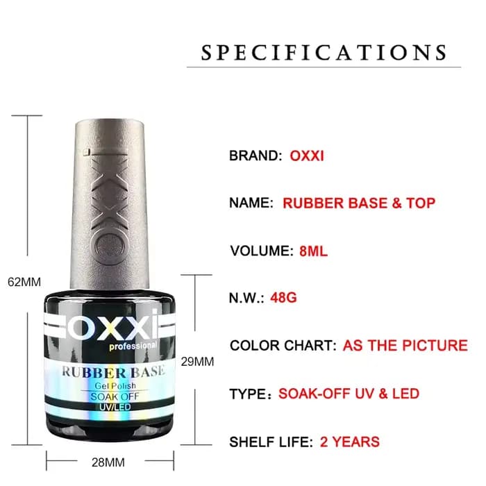 OXXI Base en caoutchouc semi-permanente pour vernis gel 8 ml Base épaisse et couche de finition pour