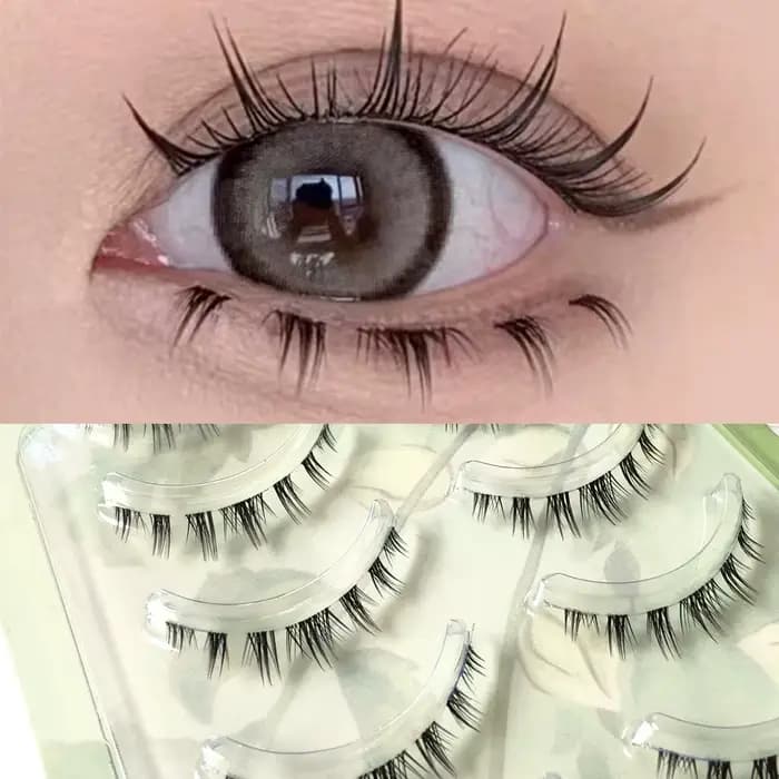 5 paires de cils inférieurs épais bande transparente sous les cils cils inférieurs doux à la main Ma