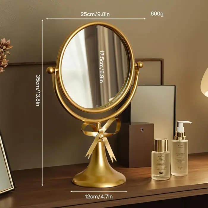 Miroir de Maquillage de Comptoir Luxe Léger, Miroir de Maquillage de Bureau pour Chambre à Coucher, Miroir Décoratif Rétro pour Dortoir, Décoration de Coiffeuse Maison