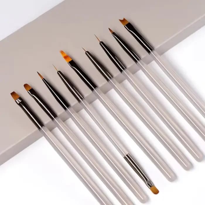 Ensemble de 9 pinceaux pour nail art gris/marron, outils pour nail art adaptés au vernis à ongles en