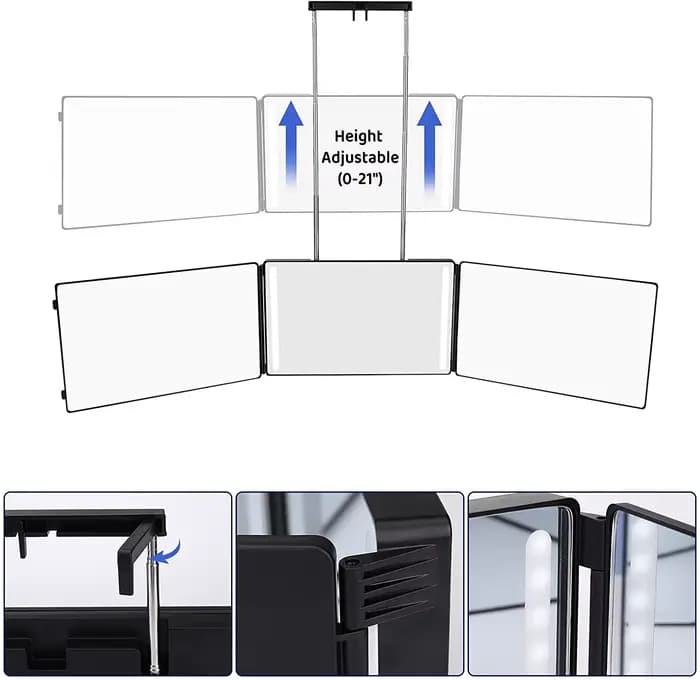 Miroir 3 voies avec LED