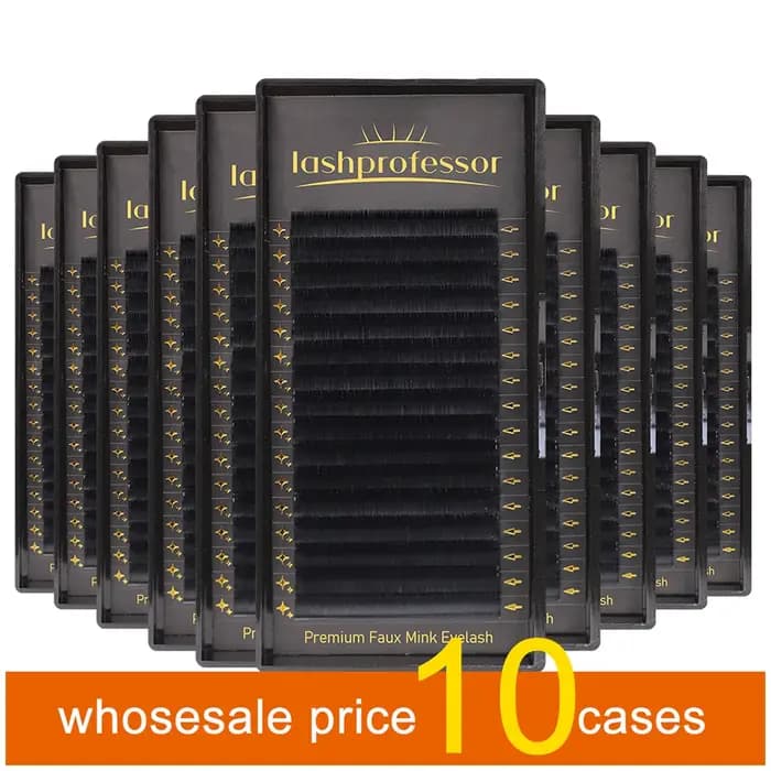 LASHPROFESSOR 10 plateaux/lot Extensions de cils 6-20mm Noir mat Faux