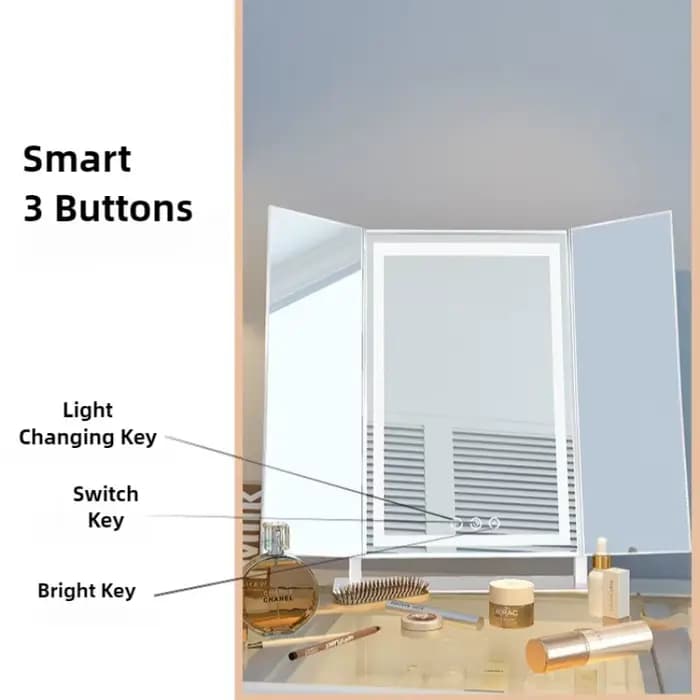 Miroir pliant esthétique Led, miroir de maquillage décoratif de luxe, miroirs de table élégants avec lumière, décoration de chambre à coucher