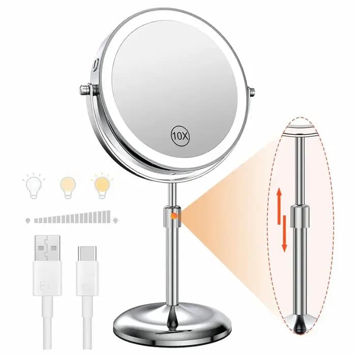 Miroir de maquillage debout avec lampe lumineuse