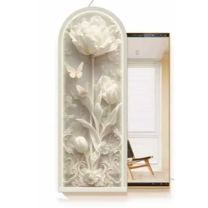 Blanc créatif miroir organisateur couverture maquillage affichage