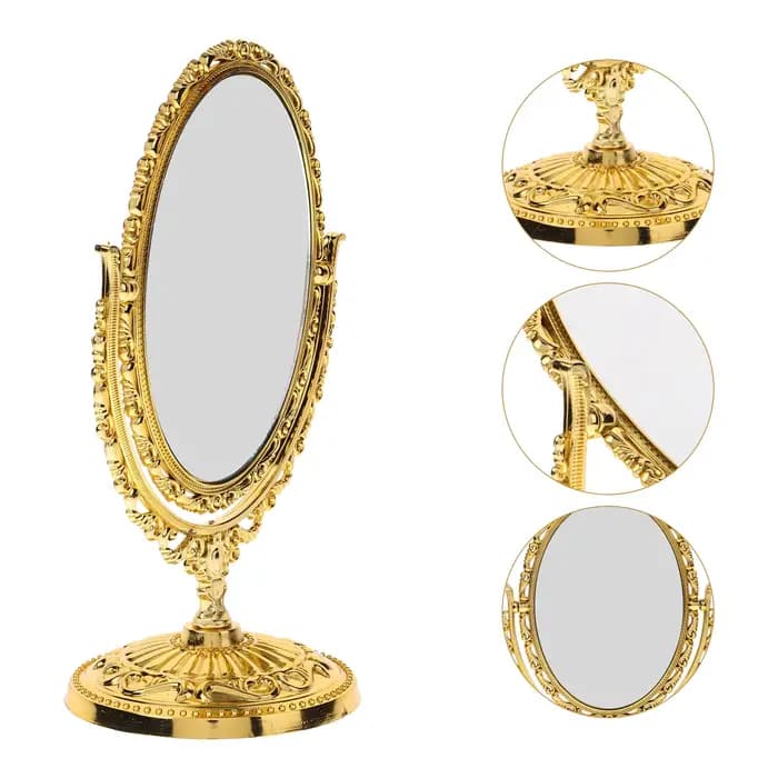 Miroir de maquillage rotatif Vintage ovale