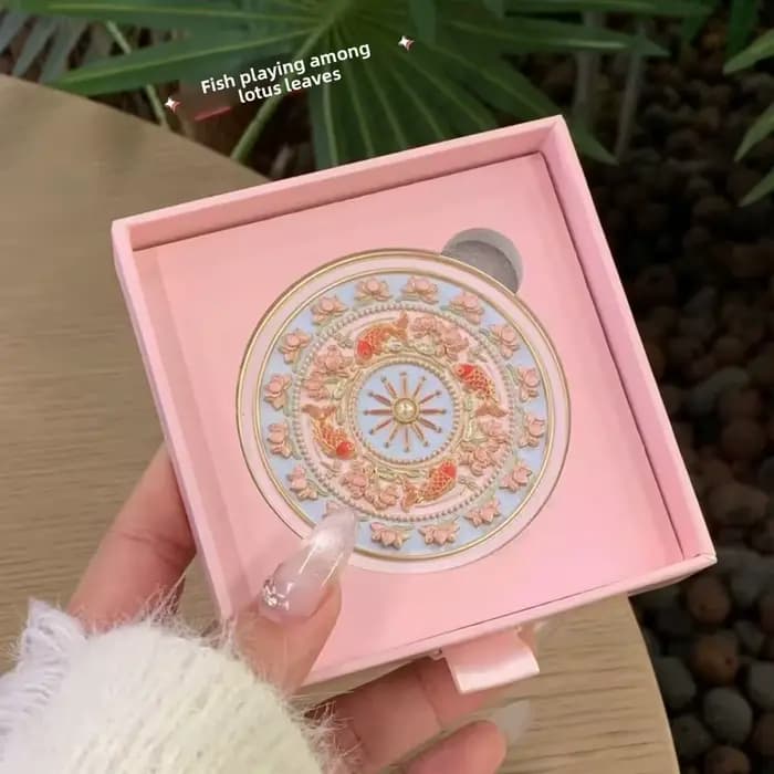 Miroir de maquillage double face pliable à main, motif passereau et branche fleurie, collection Beij