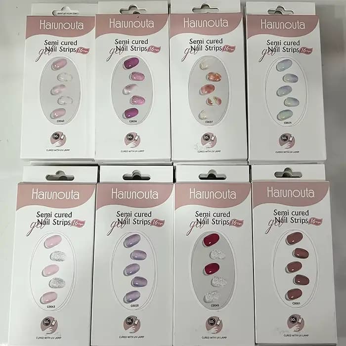 Enveloppes pour ongles semi-durcies, 16/20 pointes, adhésif de couleur unie, imperméable, Gel longue