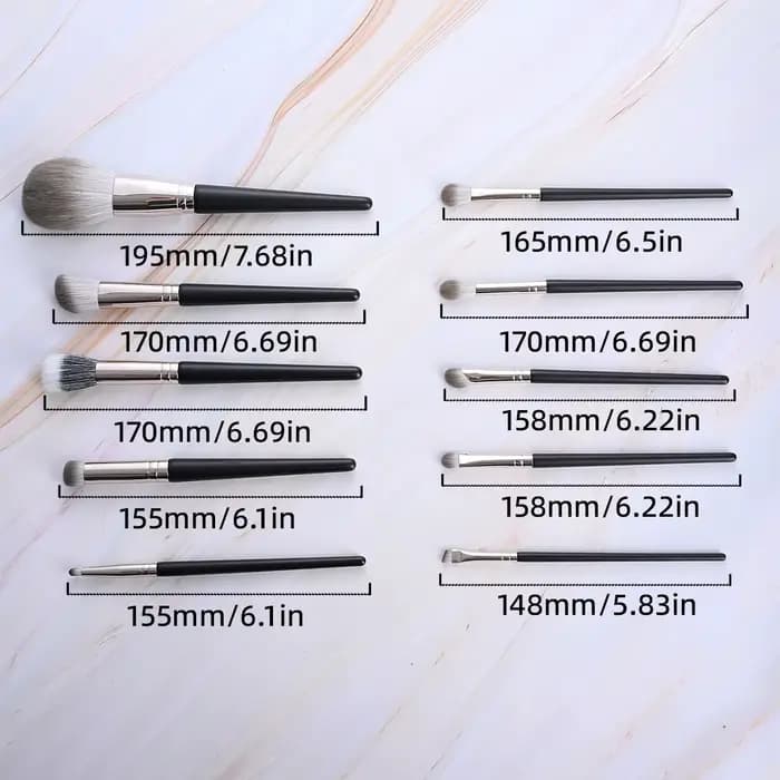 10 pinceaux de maquillage de luxe - Manche en bois massif