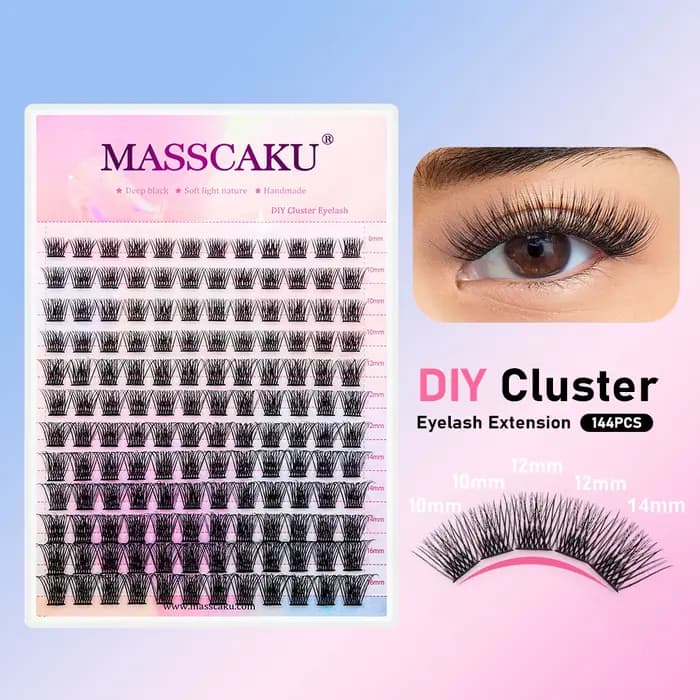 YUANZHIJIE bricolage 120 pièces cils en grappe 3D naturel bouquet 8-16mm D Curl faisceau segmenté individuel vison touff