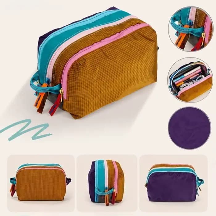 Trousse de Toilette Multi-Compartiments Couleur Dopamine