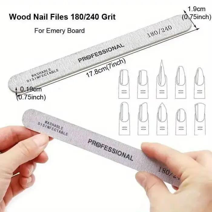 10/25/50 pièces lime à ongles 100/180/240 bloc tampon de ponçage en bois pédicure manucure UV Gel ve
