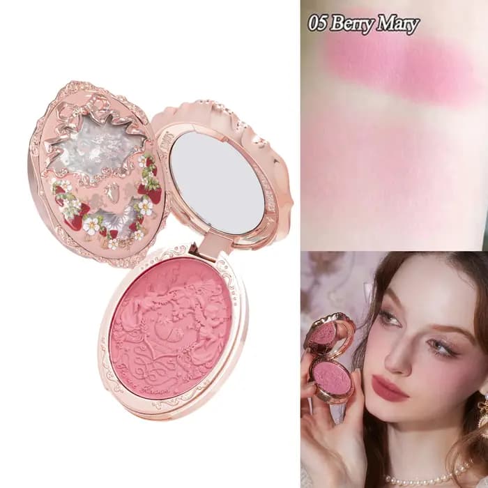Flower Knows Strawberry Rococo Fard à Joues Gaufré 5g Longue Tenue Haute Pigmentation Palette Berry Mary Maquillage Vegan