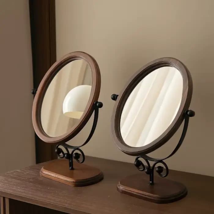Miroir de maquillage rétro de luxe léger