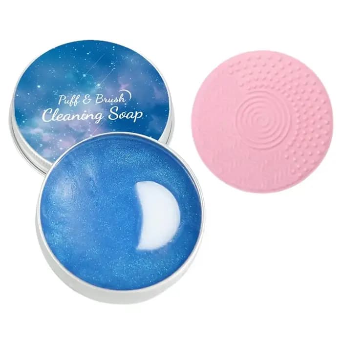 Savon nettoyant pour pinceaux de maquillage avec tapis en silicone