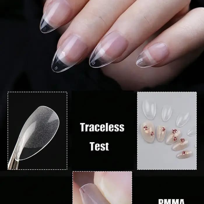 Pointes d'ongles courtes en amande pour gel souple, pré-façonnées, pointes d'ongles en acrylique, de