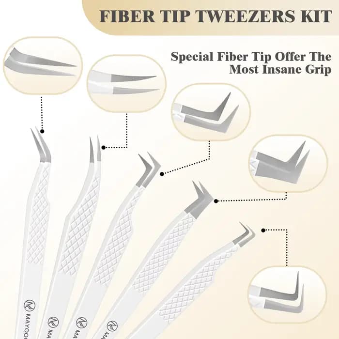 Pincettes pour Extensions de cils, avec pointes en fibres, pour artistes de cils, haute précision, a