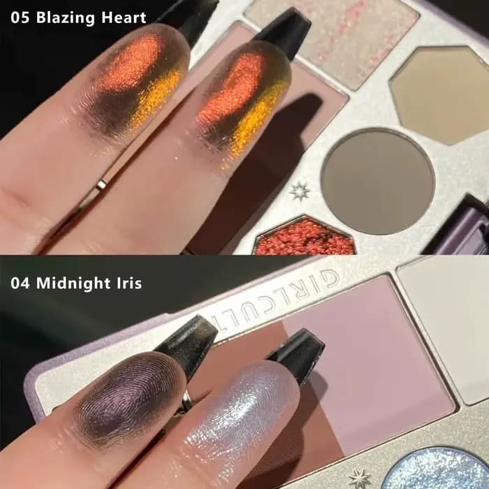 Palette visage Girlcult (04-06), multi-usages, texture de poudre fine, lisse et à faible dispersion,