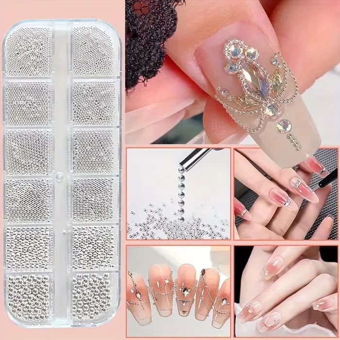Mini perles de Caviar pour décoration des ongles, 2 pièces/lot, décorations pour Nail Art, Micro bou